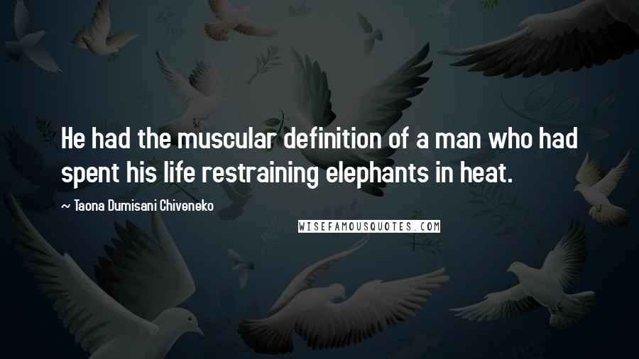 Taona Dumisani Chiveneko Quotes: He had the muscular definition of a man who had spent his life restraining elephants in heat.