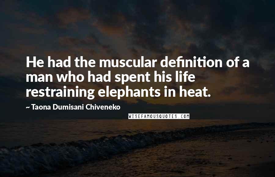 Taona Dumisani Chiveneko Quotes: He had the muscular definition of a man who had spent his life restraining elephants in heat.