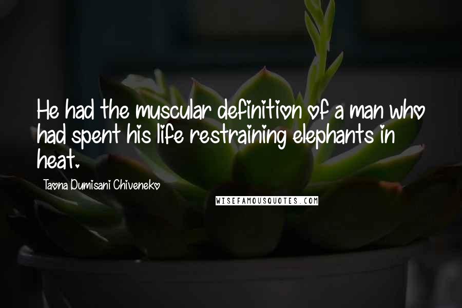 Taona Dumisani Chiveneko Quotes: He had the muscular definition of a man who had spent his life restraining elephants in heat.