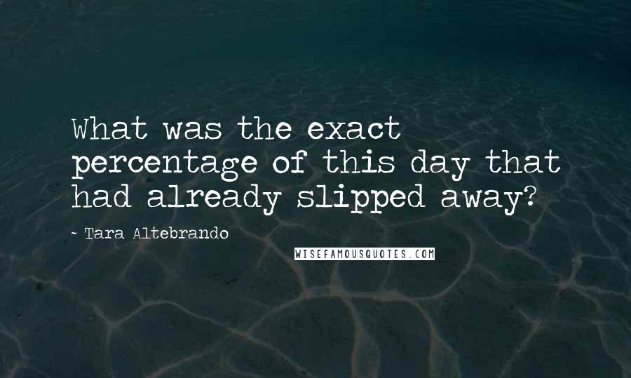 Tara Altebrando Quotes: What was the exact percentage of this day that had already slipped away?