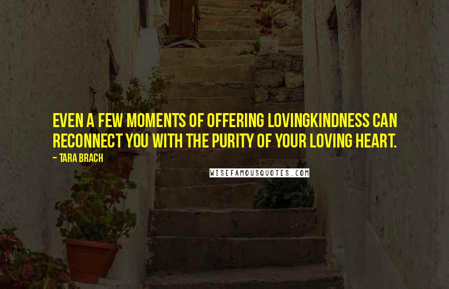Tara Brach Quotes: Even a few moments of offering lovingkindness can reconnect you with the purity of your loving heart.