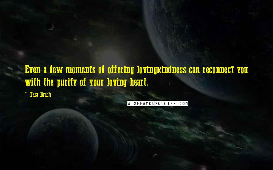 Tara Brach Quotes: Even a few moments of offering lovingkindness can reconnect you with the purity of your loving heart.