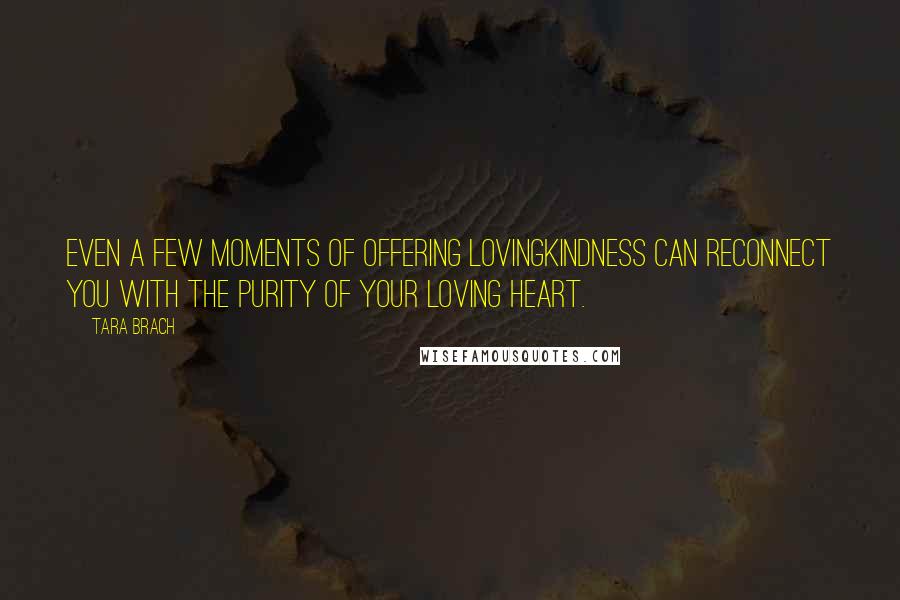 Tara Brach Quotes: Even a few moments of offering lovingkindness can reconnect you with the purity of your loving heart.
