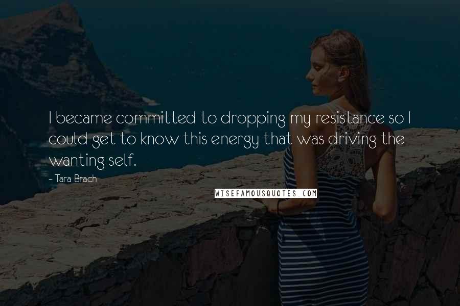 Tara Brach Quotes: I became committed to dropping my resistance so I could get to know this energy that was driving the wanting self.