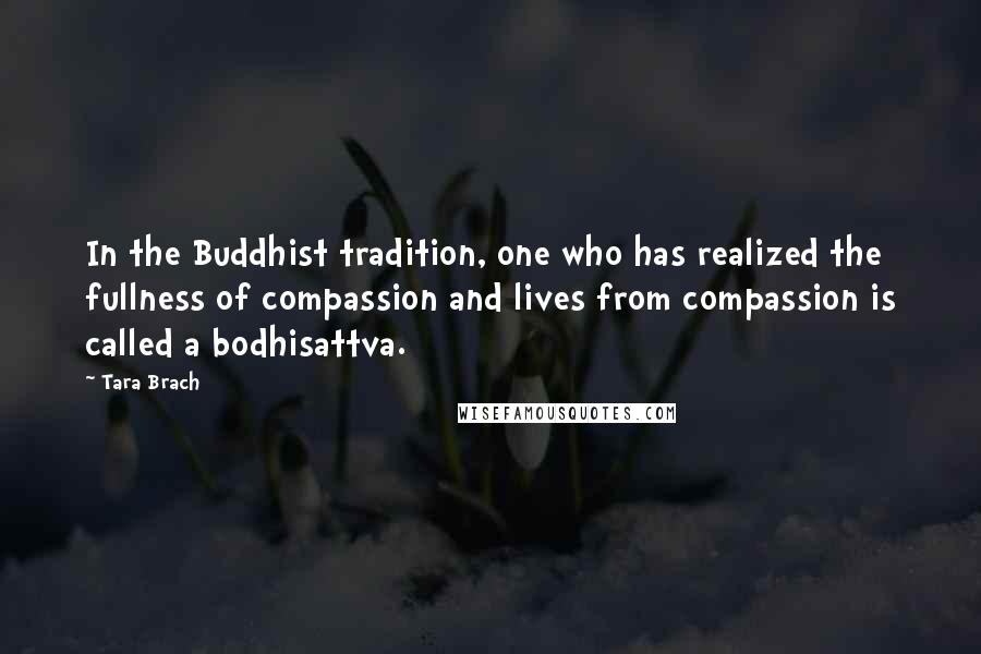 Tara Brach Quotes: In the Buddhist tradition, one who has realized the fullness of compassion and lives from compassion is called a bodhisattva.