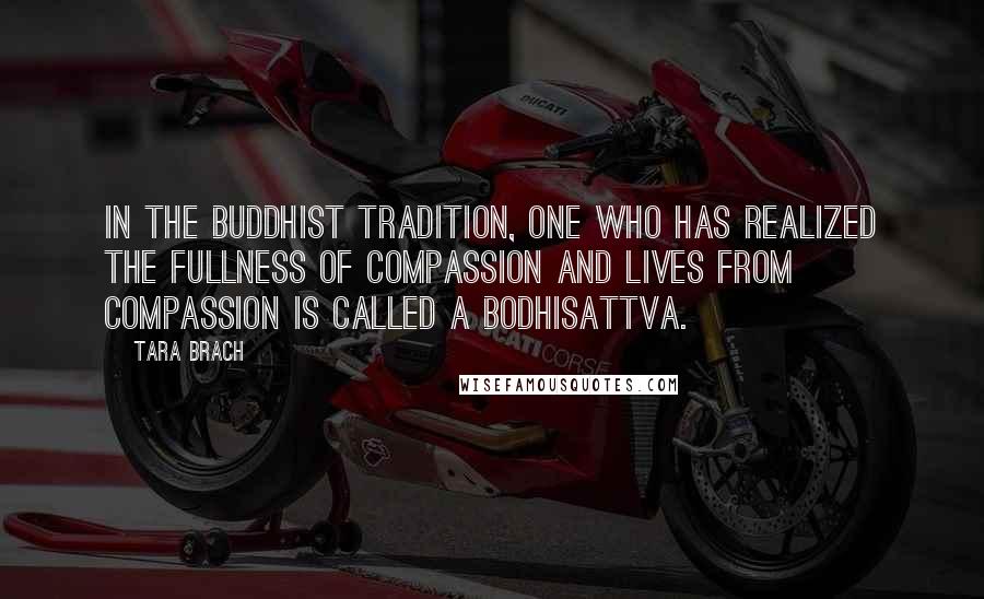 Tara Brach Quotes: In the Buddhist tradition, one who has realized the fullness of compassion and lives from compassion is called a bodhisattva.