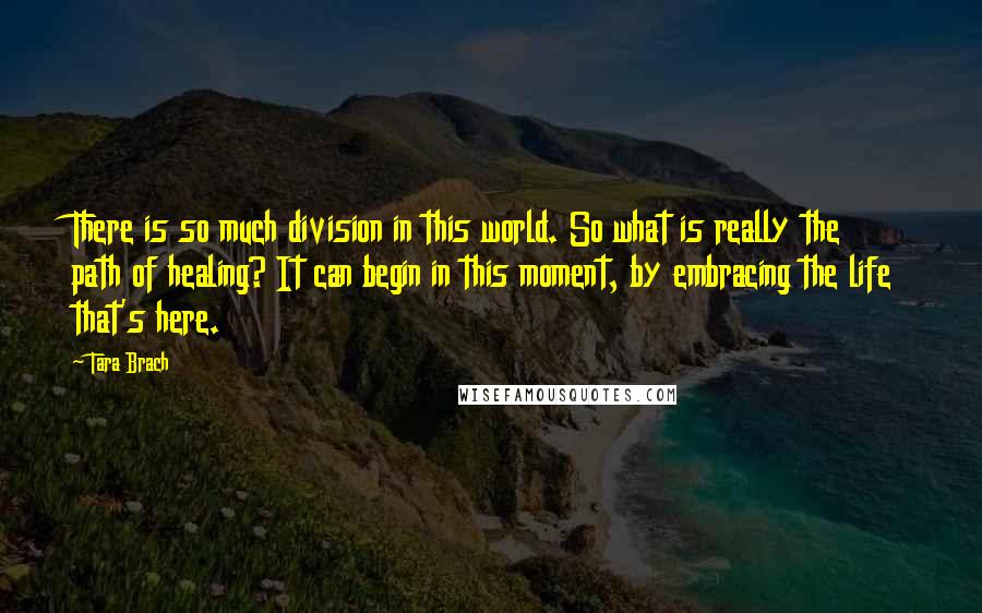 Tara Brach Quotes: There is so much division in this world. So what is really the path of healing? It can begin in this moment, by embracing the life that's here.