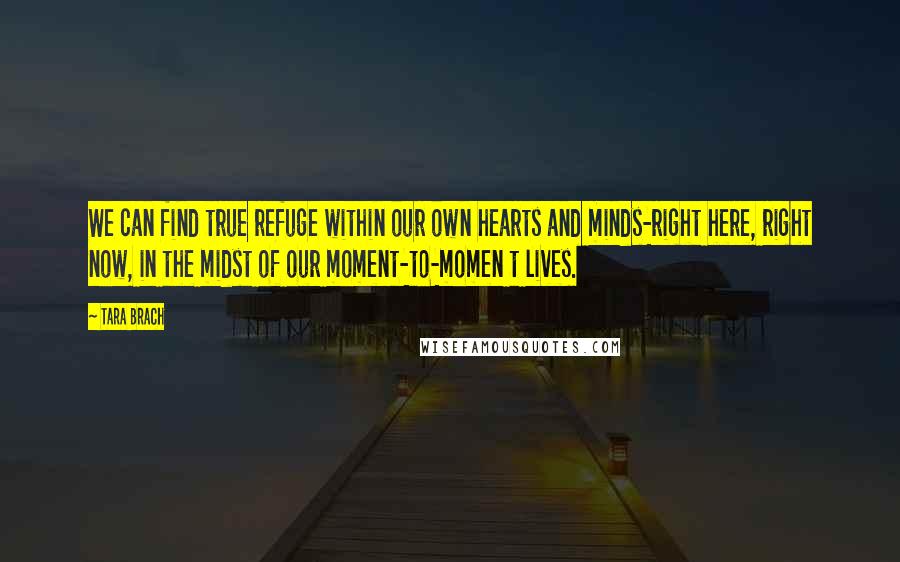 Tara Brach Quotes: We can find true refuge within our own hearts and minds-right here, right now, in the midst of our moment-to-momen t lives.