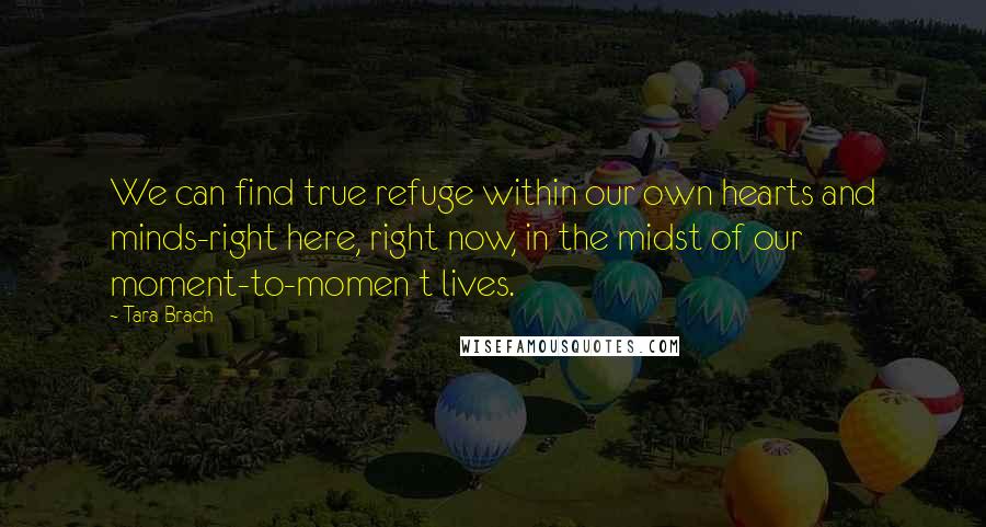 Tara Brach Quotes: We can find true refuge within our own hearts and minds-right here, right now, in the midst of our moment-to-momen t lives.