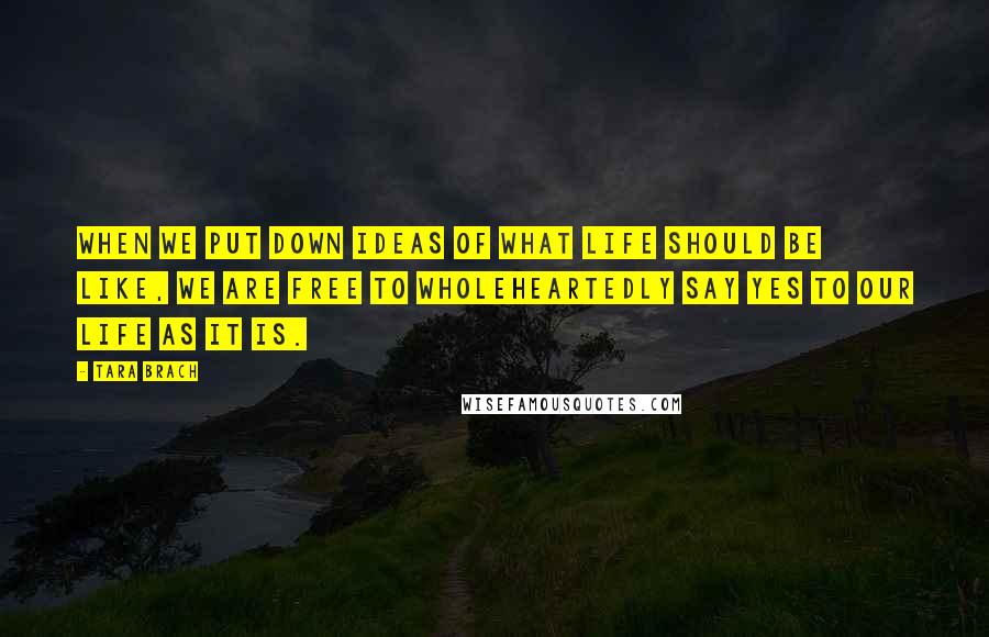 Tara Brach Quotes: When we put down ideas of what life should be like, we are free to wholeheartedly say yes to our life as it is.