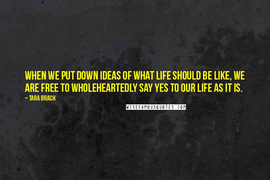 Tara Brach Quotes: When we put down ideas of what life should be like, we are free to wholeheartedly say yes to our life as it is.