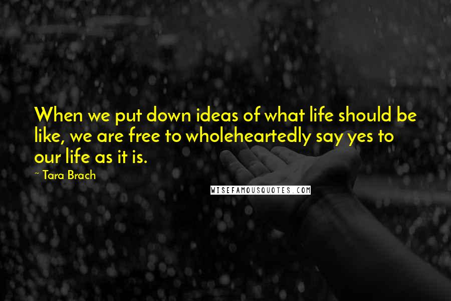 Tara Brach Quotes: When we put down ideas of what life should be like, we are free to wholeheartedly say yes to our life as it is.