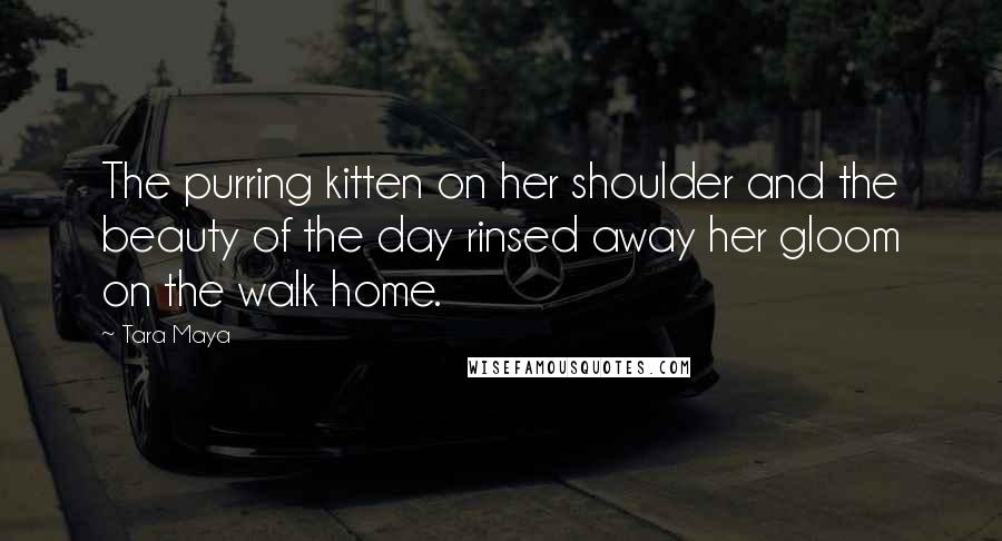 Tara Maya Quotes: The purring kitten on her shoulder and the beauty of the day rinsed away her gloom on the walk home.