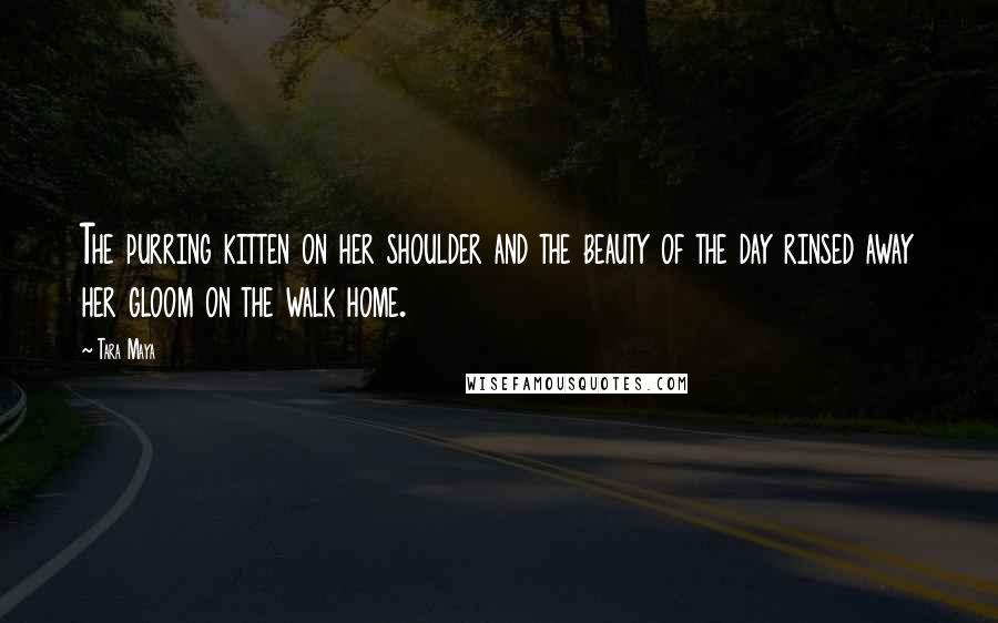 Tara Maya Quotes: The purring kitten on her shoulder and the beauty of the day rinsed away her gloom on the walk home.