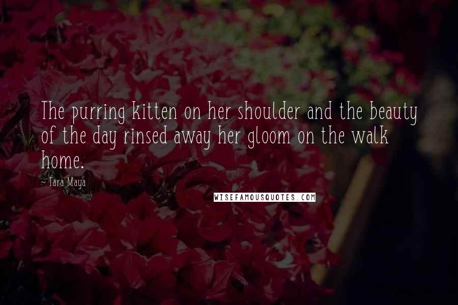 Tara Maya Quotes: The purring kitten on her shoulder and the beauty of the day rinsed away her gloom on the walk home.