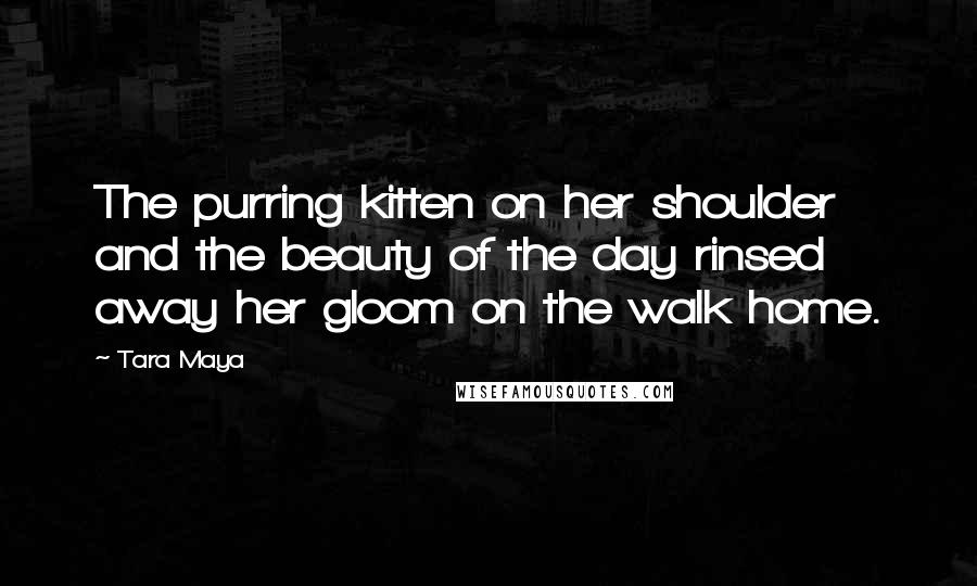 Tara Maya Quotes: The purring kitten on her shoulder and the beauty of the day rinsed away her gloom on the walk home.