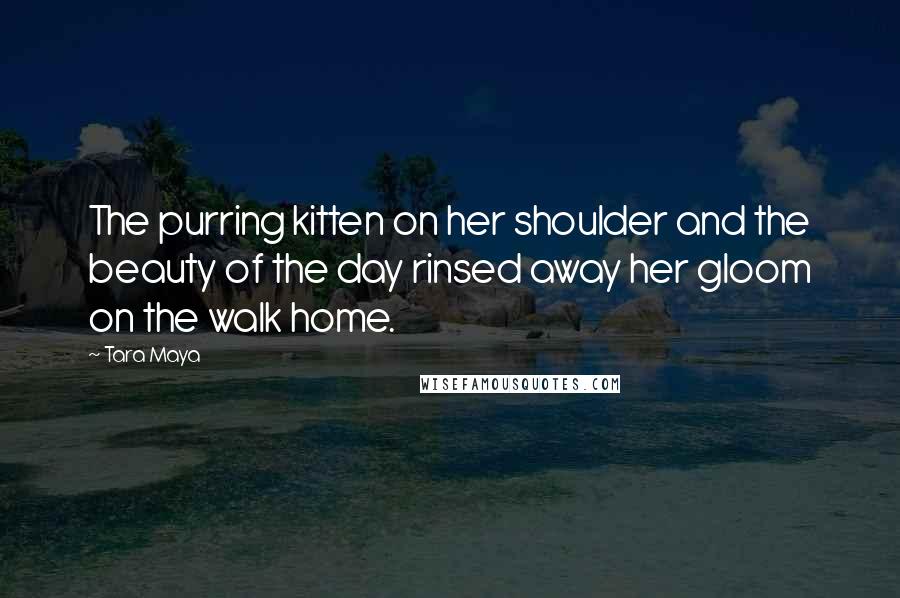 Tara Maya Quotes: The purring kitten on her shoulder and the beauty of the day rinsed away her gloom on the walk home.