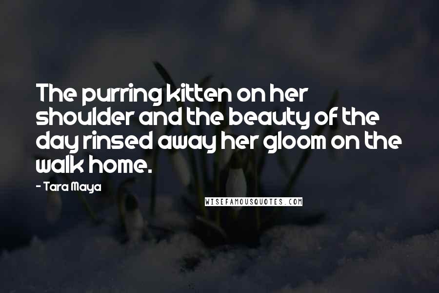 Tara Maya Quotes: The purring kitten on her shoulder and the beauty of the day rinsed away her gloom on the walk home.