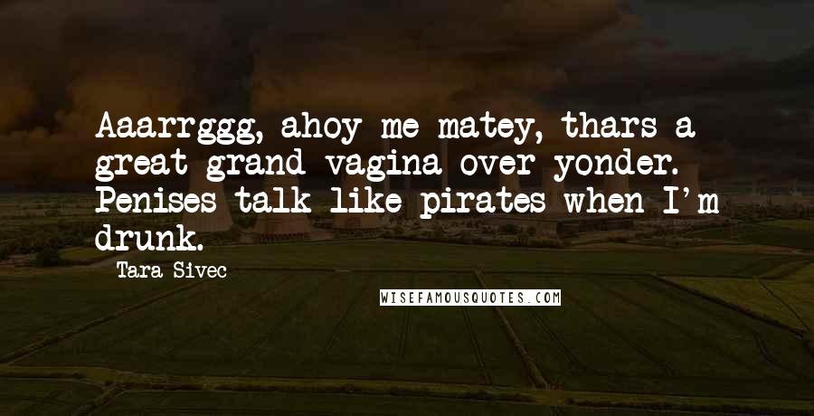 Tara Sivec Quotes: Aaarrggg, ahoy me matey, thars a great grand vagina over yonder. Penises talk like pirates when I'm drunk.