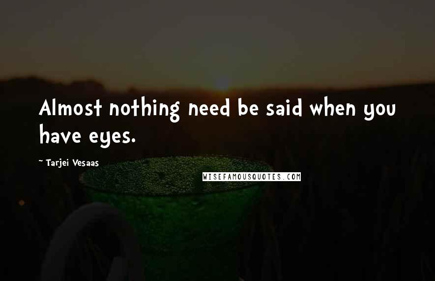 Tarjei Vesaas Quotes: Almost nothing need be said when you have eyes.