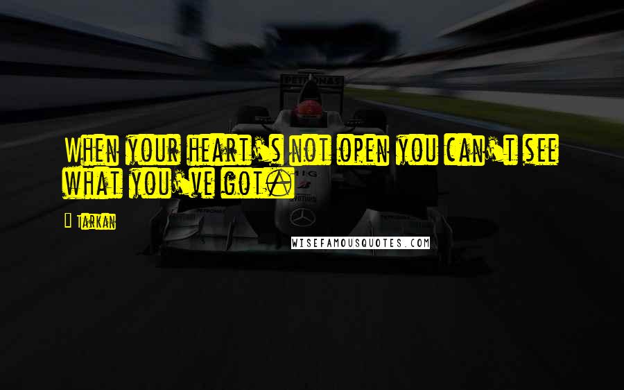 Tarkan Quotes: When your heart's not open you can't see what you've got.
