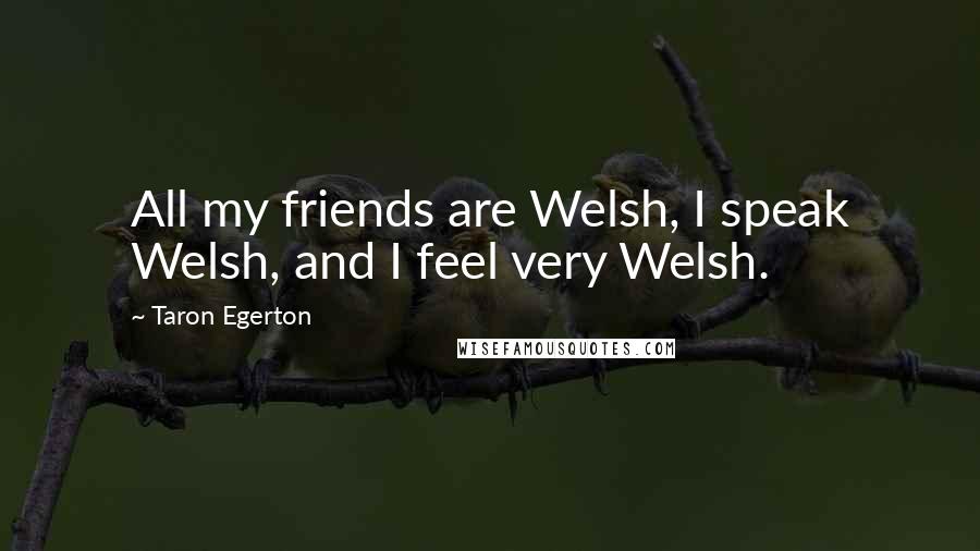 Taron Egerton Quotes: All my friends are Welsh, I speak Welsh, and I feel very Welsh.