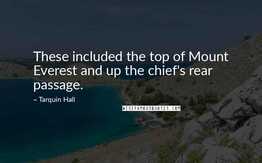 Tarquin Hall Quotes: These included the top of Mount Everest and up the chief's rear passage.