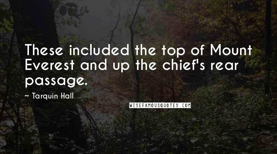 Tarquin Hall Quotes: These included the top of Mount Everest and up the chief's rear passage.