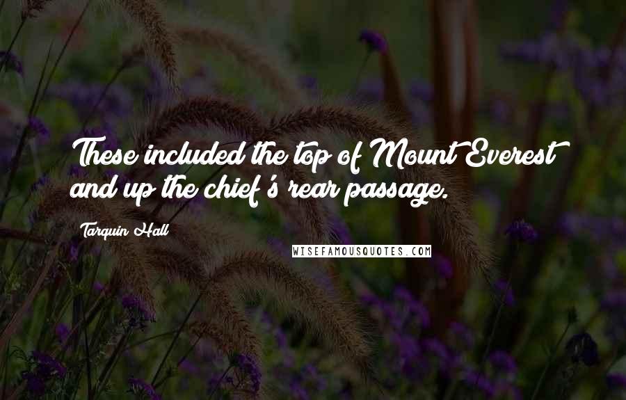 Tarquin Hall Quotes: These included the top of Mount Everest and up the chief's rear passage.