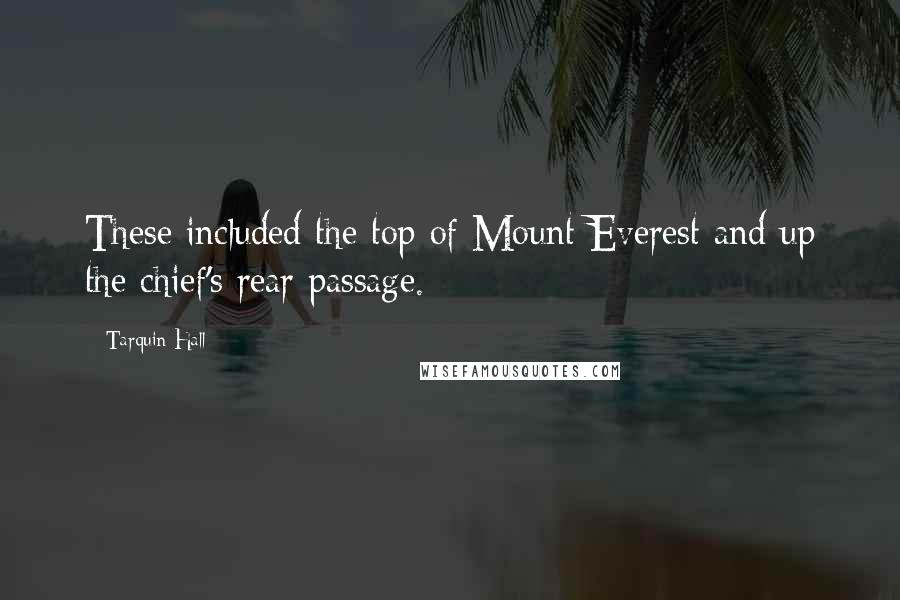 Tarquin Hall Quotes: These included the top of Mount Everest and up the chief's rear passage.