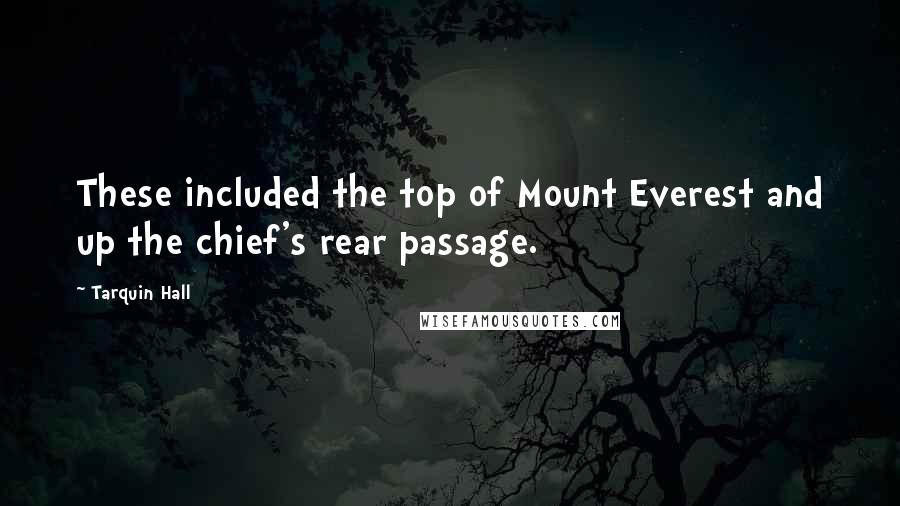 Tarquin Hall Quotes: These included the top of Mount Everest and up the chief's rear passage.