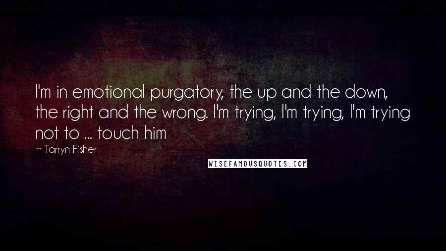 Tarryn Fisher Quotes: I'm in emotional purgatory, the up and the down, the right and the wrong. I'm trying, I'm trying, I'm trying not to ... touch him