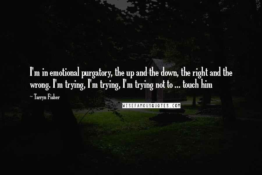 Tarryn Fisher Quotes: I'm in emotional purgatory, the up and the down, the right and the wrong. I'm trying, I'm trying, I'm trying not to ... touch him