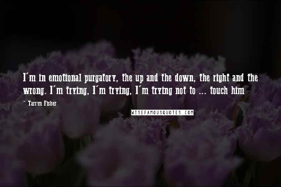 Tarryn Fisher Quotes: I'm in emotional purgatory, the up and the down, the right and the wrong. I'm trying, I'm trying, I'm trying not to ... touch him