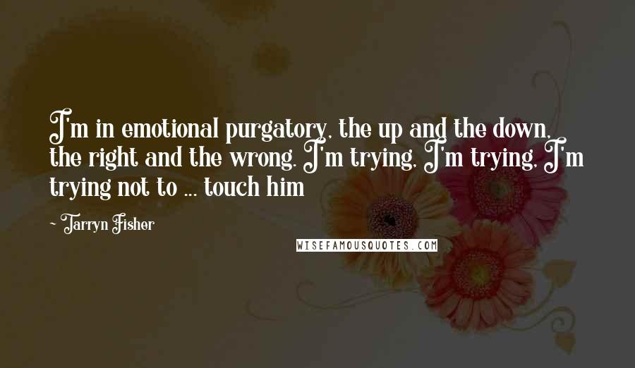 Tarryn Fisher Quotes: I'm in emotional purgatory, the up and the down, the right and the wrong. I'm trying, I'm trying, I'm trying not to ... touch him