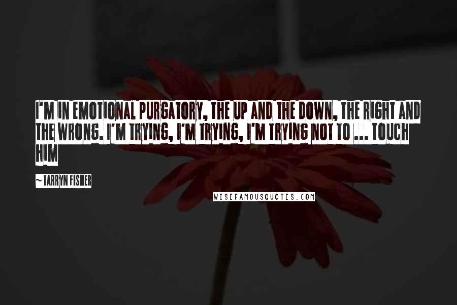 Tarryn Fisher Quotes: I'm in emotional purgatory, the up and the down, the right and the wrong. I'm trying, I'm trying, I'm trying not to ... touch him