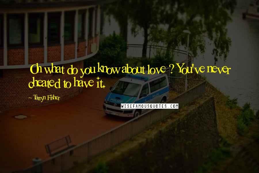 Tarryn Fisher Quotes: Oh what do you know about love ? You've never cheated to have it.