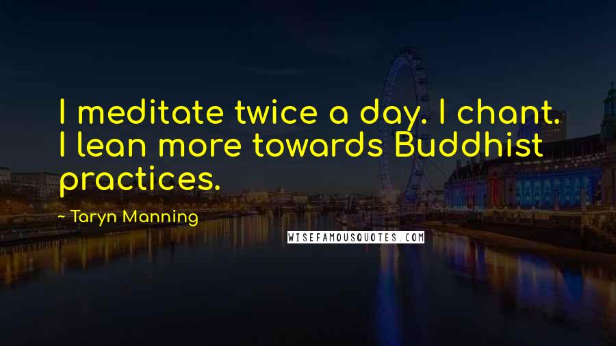 Taryn Manning Quotes: I meditate twice a day. I chant. I lean more towards Buddhist practices.