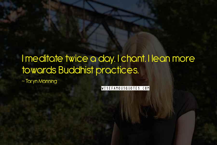 Taryn Manning Quotes: I meditate twice a day. I chant. I lean more towards Buddhist practices.