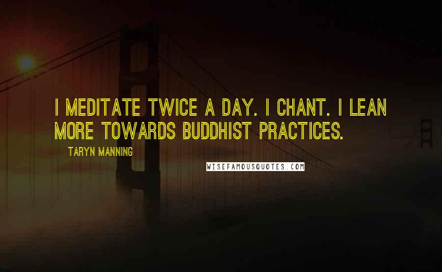 Taryn Manning Quotes: I meditate twice a day. I chant. I lean more towards Buddhist practices.