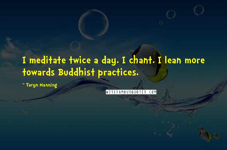 Taryn Manning Quotes: I meditate twice a day. I chant. I lean more towards Buddhist practices.