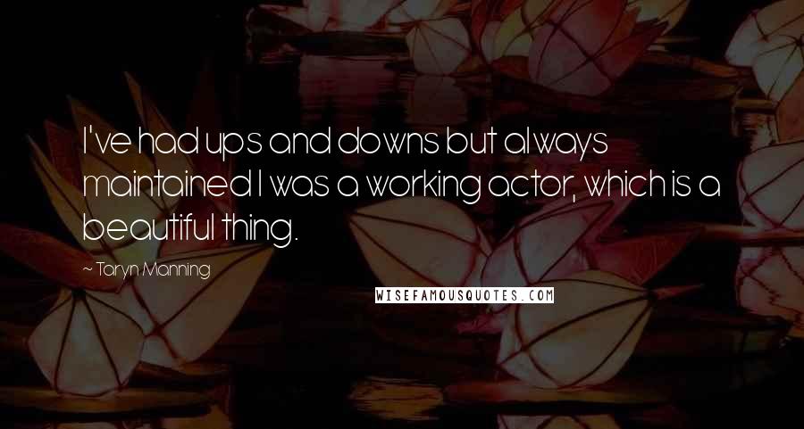 Taryn Manning Quotes: I've had ups and downs but always maintained I was a working actor, which is a beautiful thing.