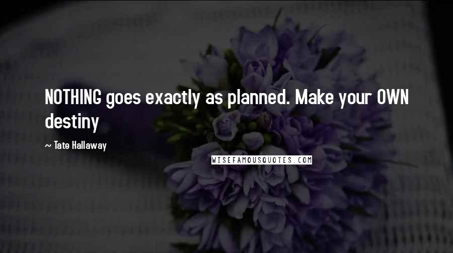 Tate Hallaway Quotes: NOTHING goes exactly as planned. Make your OWN destiny
