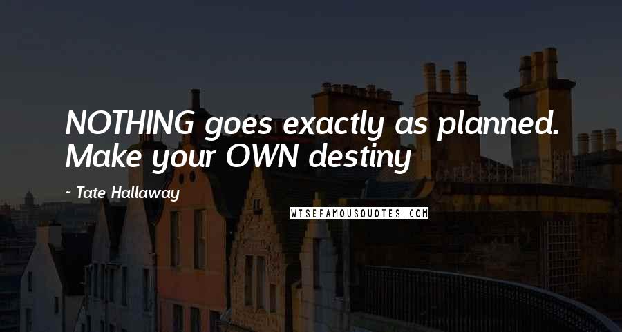 Tate Hallaway Quotes: NOTHING goes exactly as planned. Make your OWN destiny