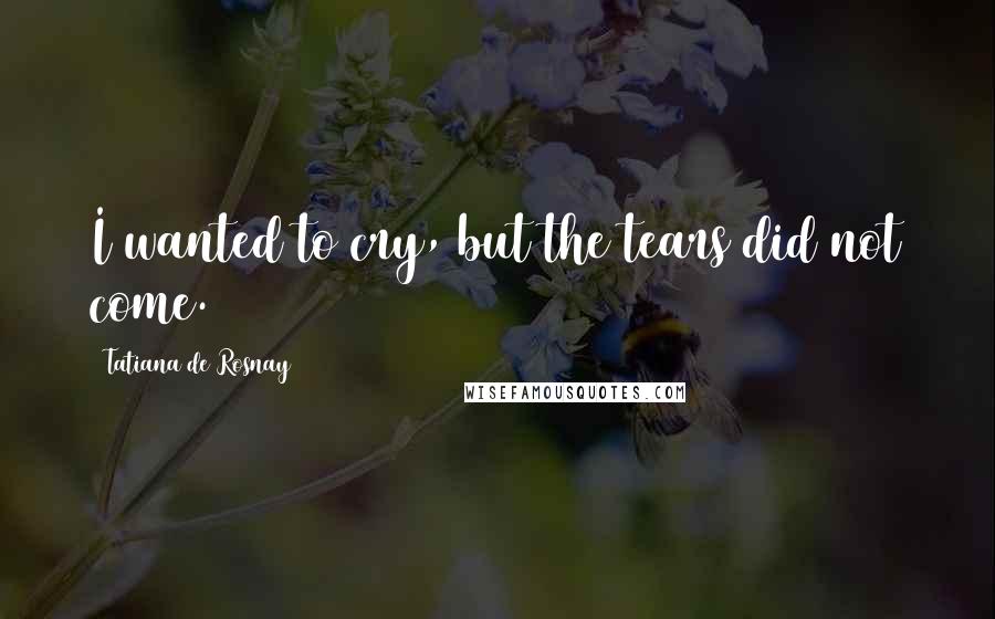 Tatiana De Rosnay Quotes: I wanted to cry, but the tears did not come.