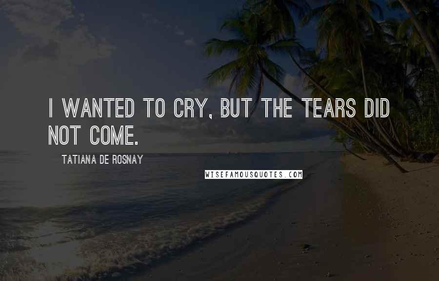 Tatiana De Rosnay Quotes: I wanted to cry, but the tears did not come.