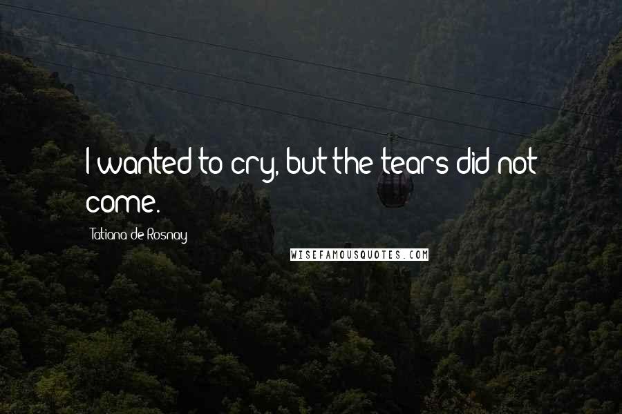 Tatiana De Rosnay Quotes: I wanted to cry, but the tears did not come.