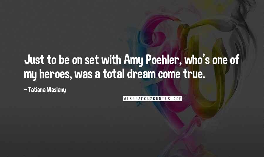 Tatiana Maslany Quotes: Just to be on set with Amy Poehler, who's one of my heroes, was a total dream come true.