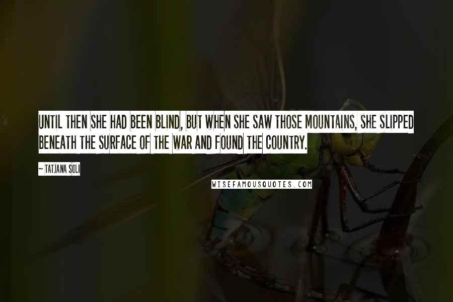 Tatjana Soli Quotes: Until then she had been blind, but when she saw those mountains, she slipped beneath the surface of the war and found the country.