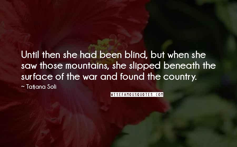 Tatjana Soli Quotes: Until then she had been blind, but when she saw those mountains, she slipped beneath the surface of the war and found the country.